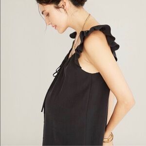 Hatch The Jenna Dress Black Midi Ruffle Linen